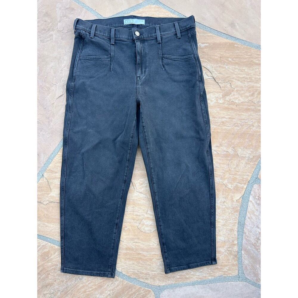AYR Jeans Womens 34s Black High Rise Stretch Barrel Leg Preppy Baggy BZ